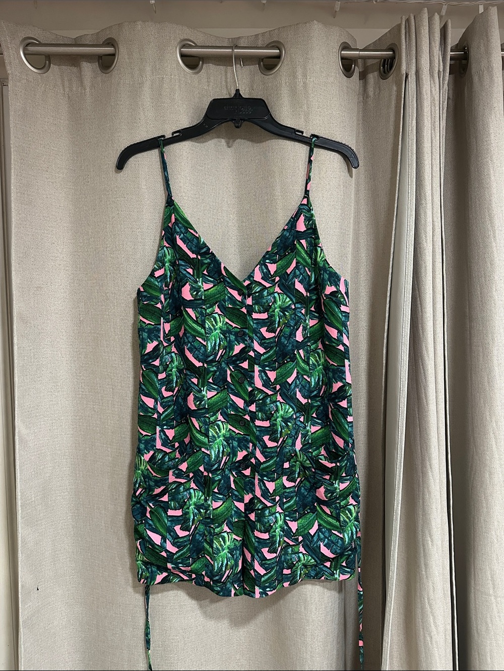 Topshop Green and Pink Tropical Print Romper